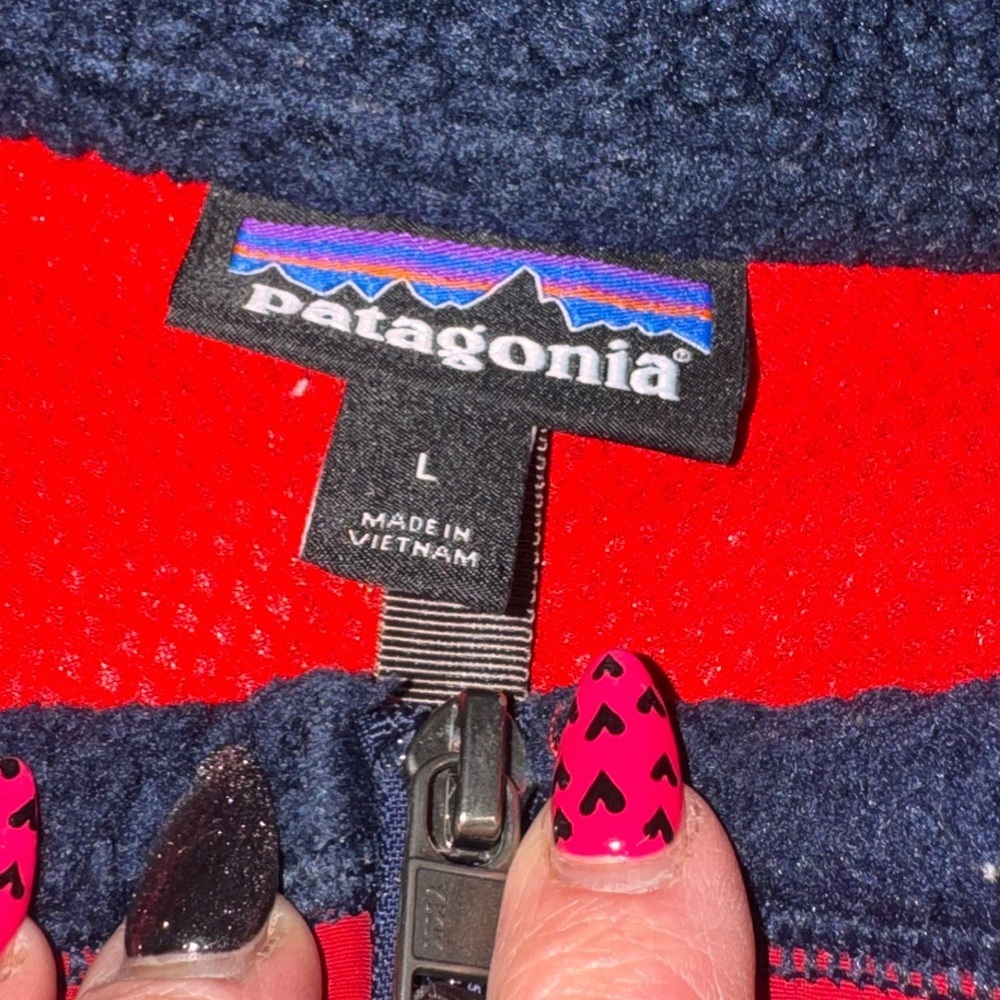 RARE PATAGONIA Men's Classic Retro-X® fleece navy & red zip up Jacket sz large - Picture 6 of 9